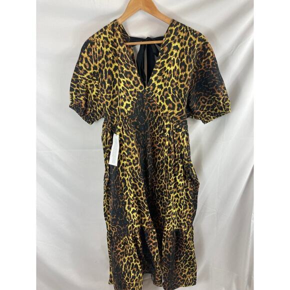 NWT Topshop Maternity Bow Back Midi Leopard Dress Size 6 - Picture 2 of 6